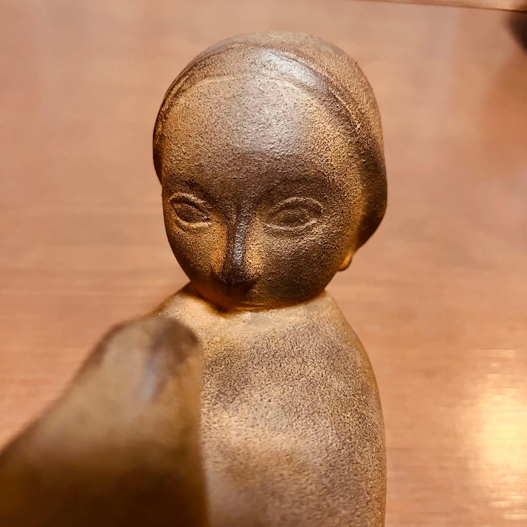 山本正道　鳩と少女　彫刻　オブジェ　女の子　青銅　鉄　鳥　骨董品　ビンテージ