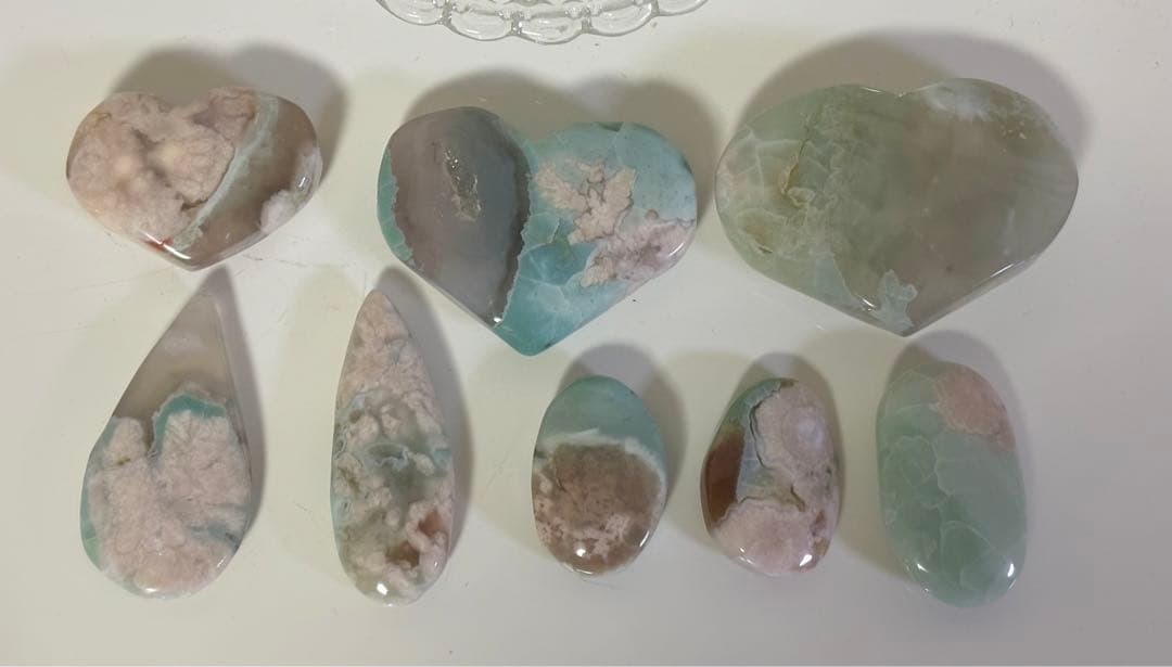 Ruby様　グリーン桜瑪瑙　パーム　ハート　雫