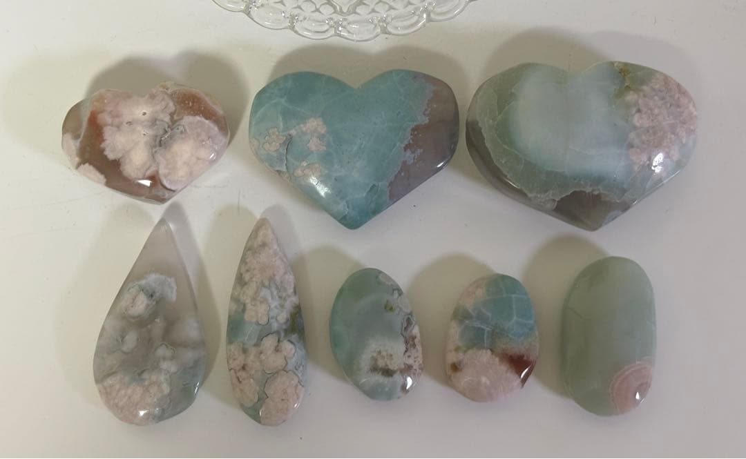 Ruby様　グリーン桜瑪瑙　パーム　ハート　雫