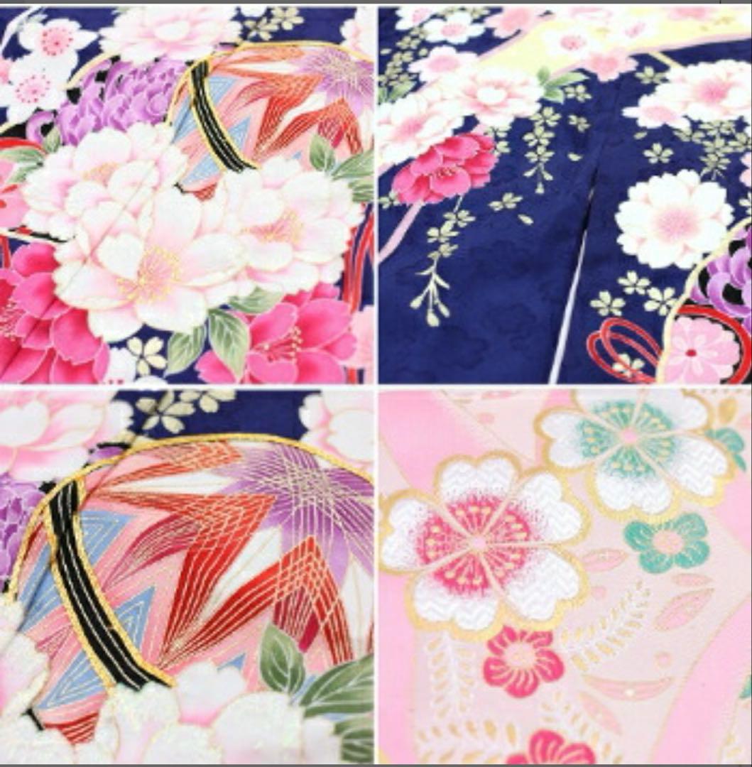 七五三 着物 式部浪漫 はこせこセット 作り帯 本田望結 紺 セット 七歳