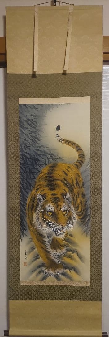 ご希望額まで値下げ～@赤富士鷹・紅葉鹿・猛虎 鳥獣画の複製掛軸3本