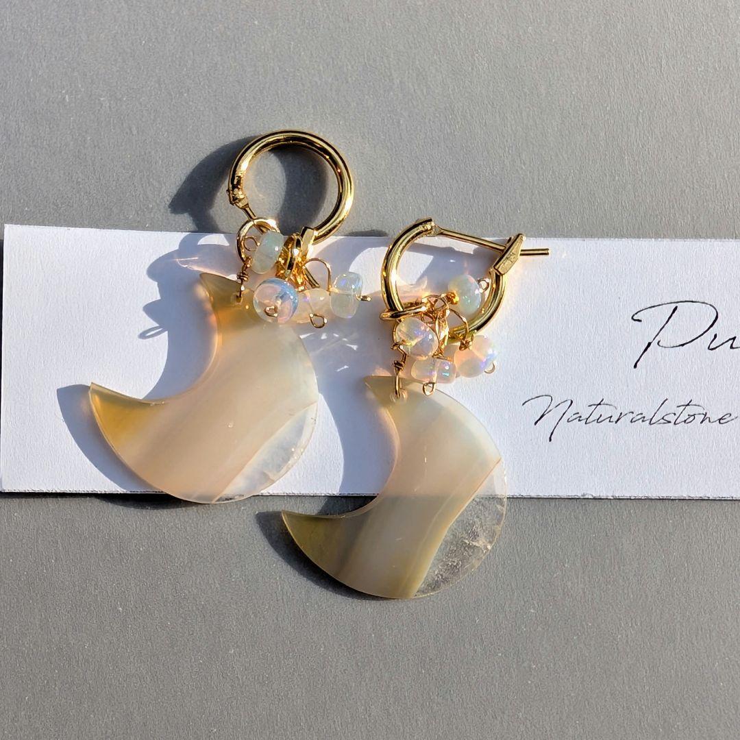 アイリスアゲート ムーン ピアス