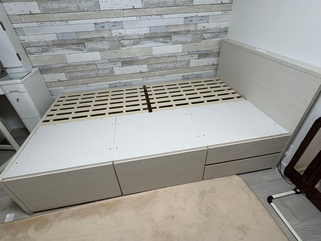 うさみ様限定【6/21発送】ニトリ セミダブル 大容量収納 ベッドフレーム