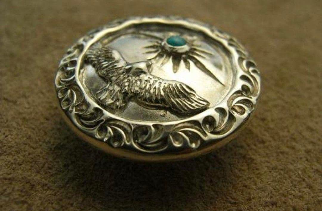 シルバーコンチョ　イーグル　ターコイズ　イーグルコンチョ　ハンドメイドコンチョ