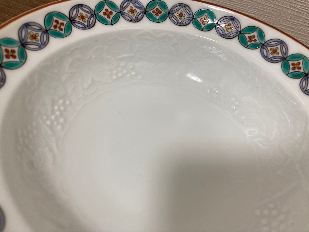 9代柿右衛門 13代柿右衛門　葡萄りす彫　向付　深鉢　5客