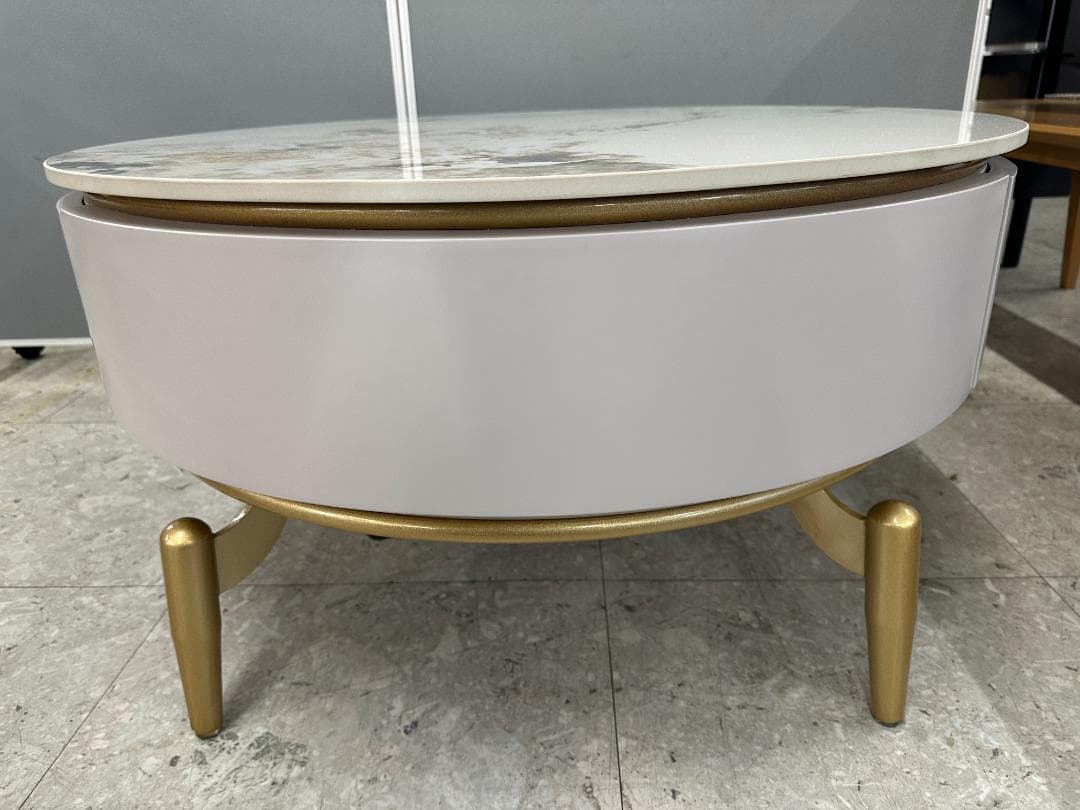 センターテーブル　大理石　マーブル　ホワイト