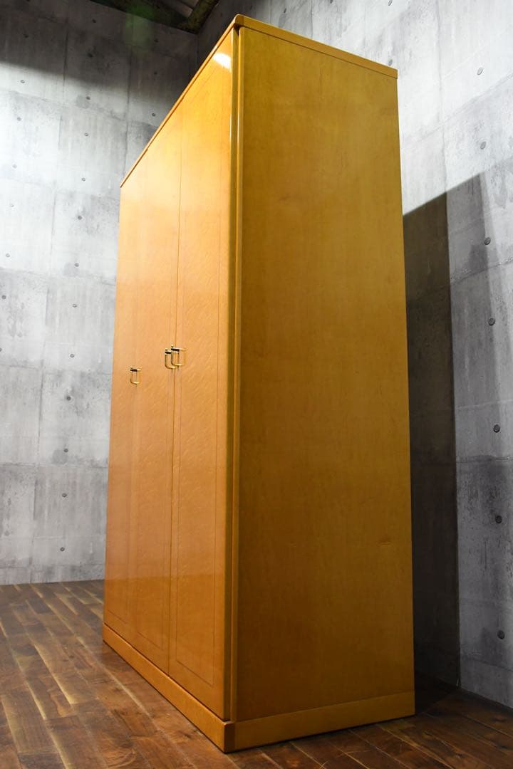 DEK40 府中家具 バーズアイメープル ワードローブ 最高級 鳥目杢 3面扉