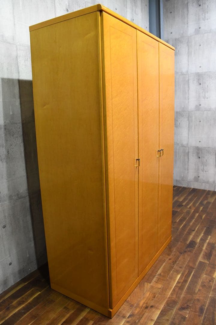 DEK40 府中家具 バーズアイメープル ワードローブ 最高級 鳥目杢 3面扉