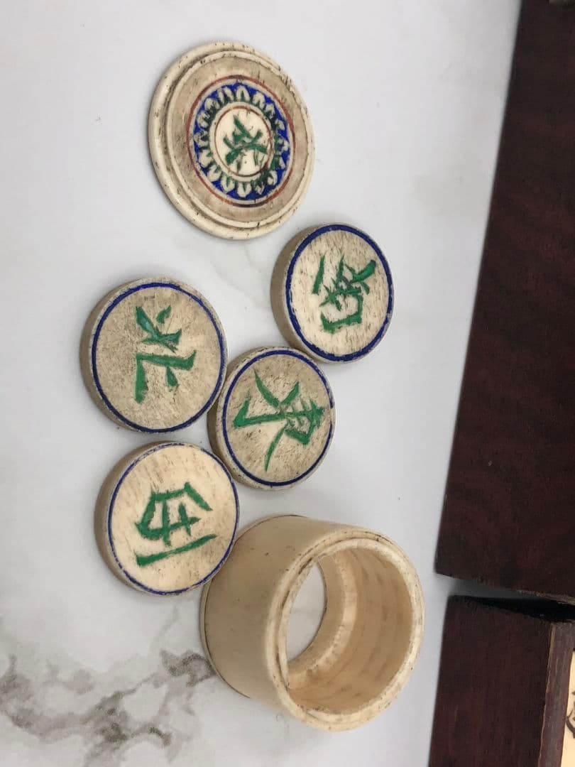 値下げ！麻雀牌　中国美術　唐木箱　背竹　骨牌　骨董品　アンティーク　年代物　希少