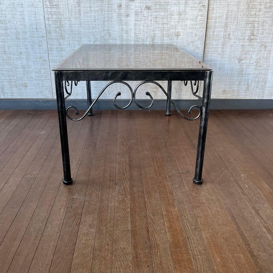 【アンティーク】アイアンフレーム ガラストップ センターテーブル 古民家 古家具