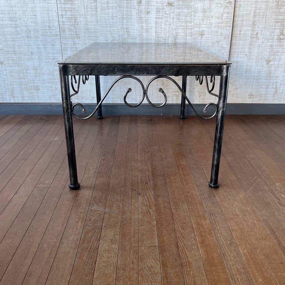 【アンティーク】アイアンフレーム ガラストップ センターテーブル 古民家 古家具