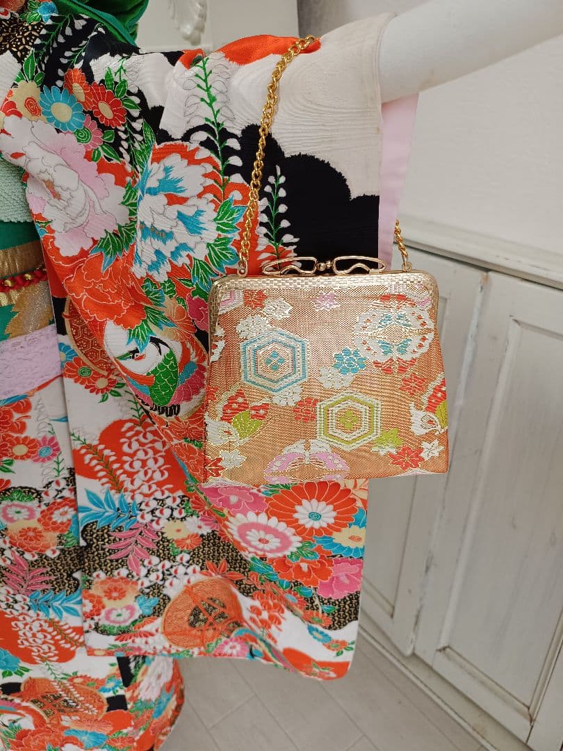 専用です☆アンティーク白黒ブルーの着物にエメラルドグリーンの作り帯セット☆