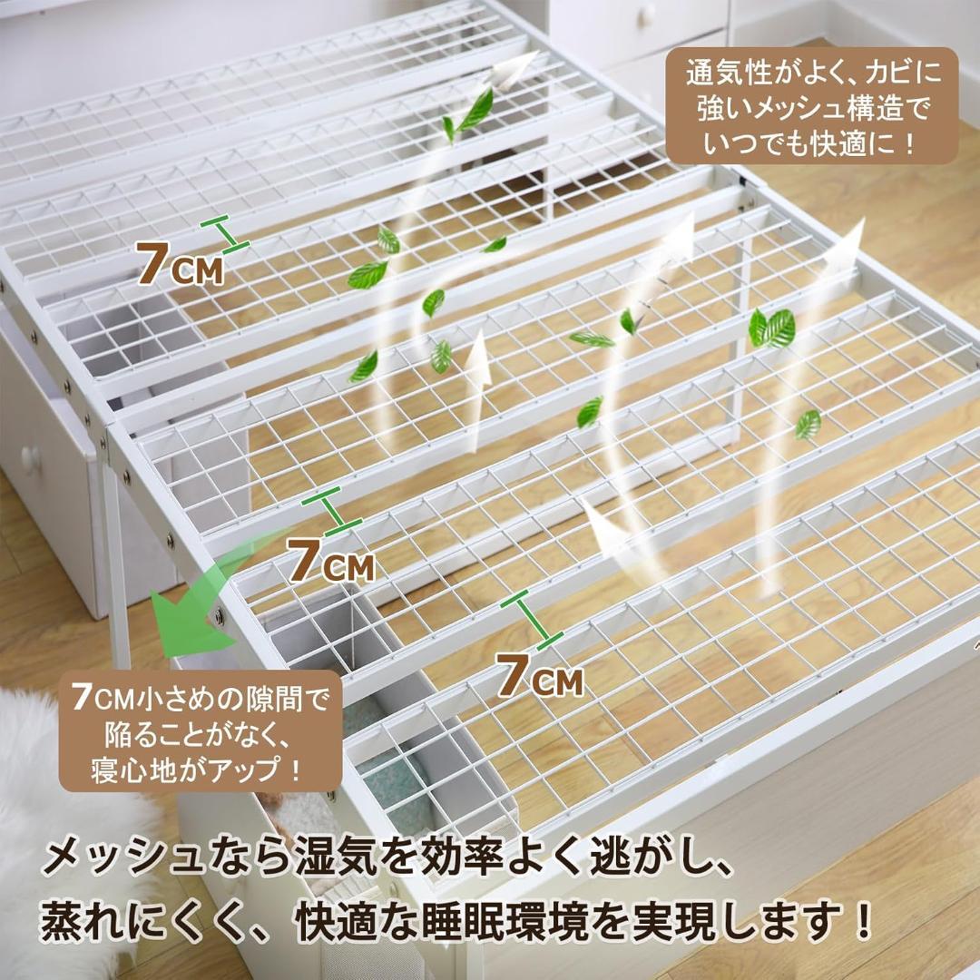 SINNONAKA USB&２口コンセント セミダブルベッドフレーム（ホワイト）