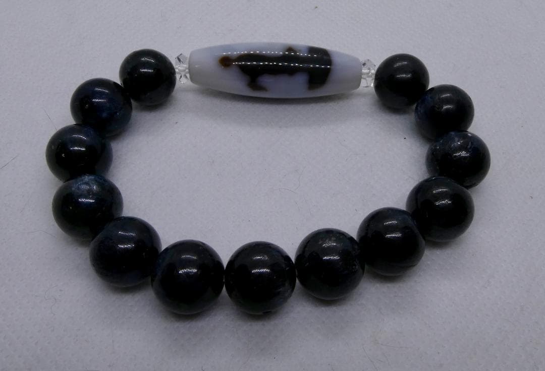 【願望達成】如意観音天珠(白天珠)とラブラドライトのブレスレット