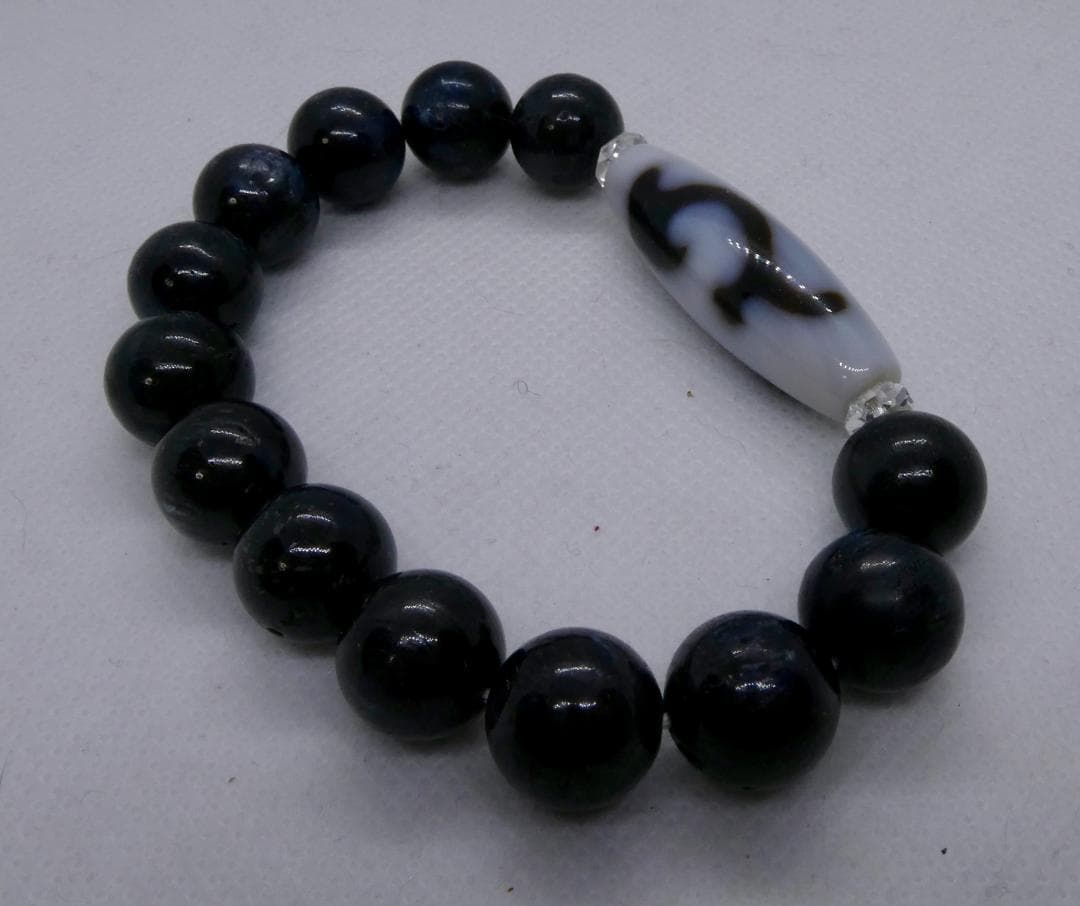 【願望達成】如意観音天珠(白天珠)とラブラドライトのブレスレット