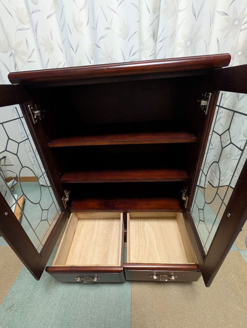 木製　キャビネット　扉　引き出し付　インテリア