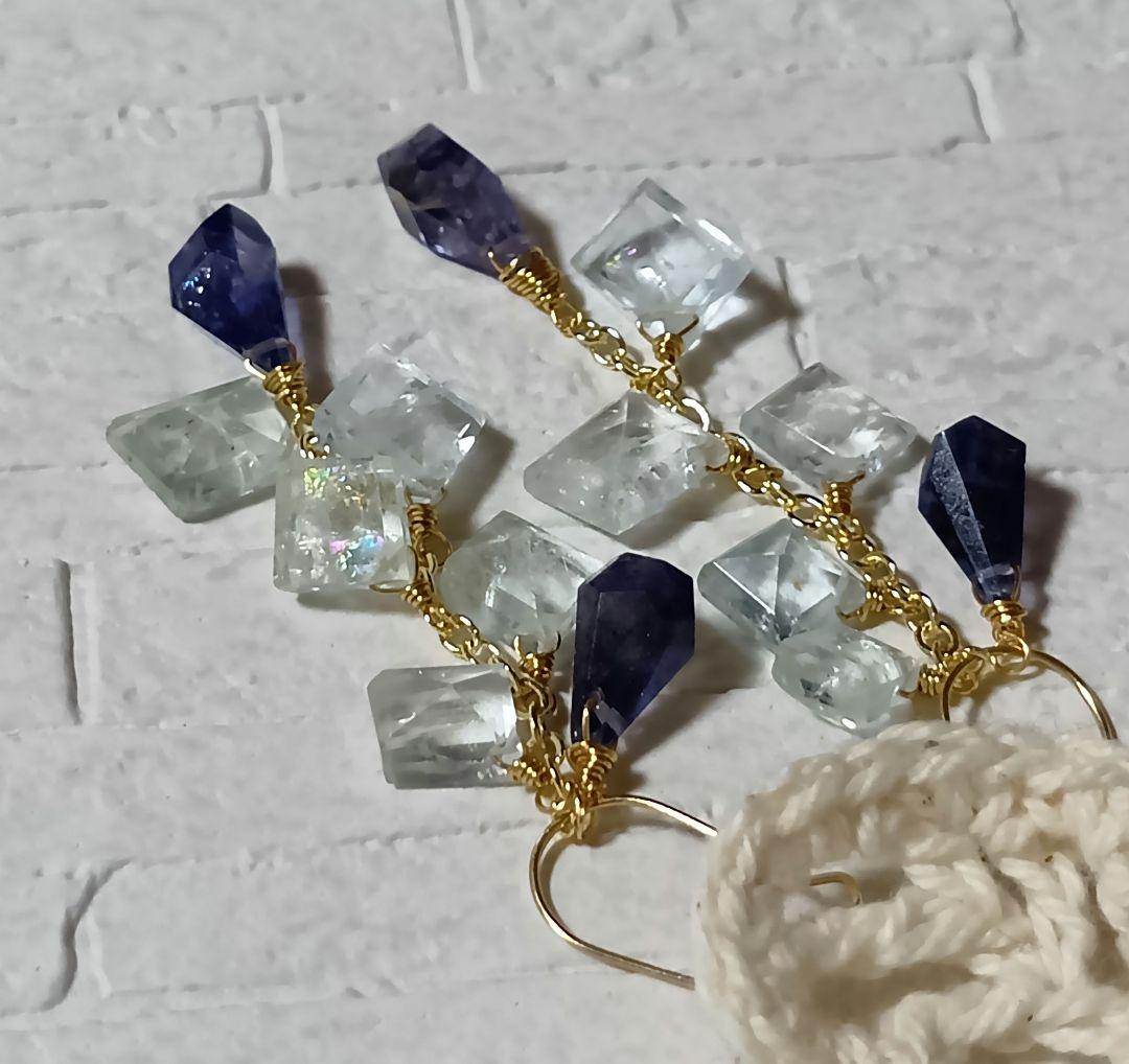 627/14kgf宝石質ブルートパーズ・カイヤナイト・ラブラドのチャーム