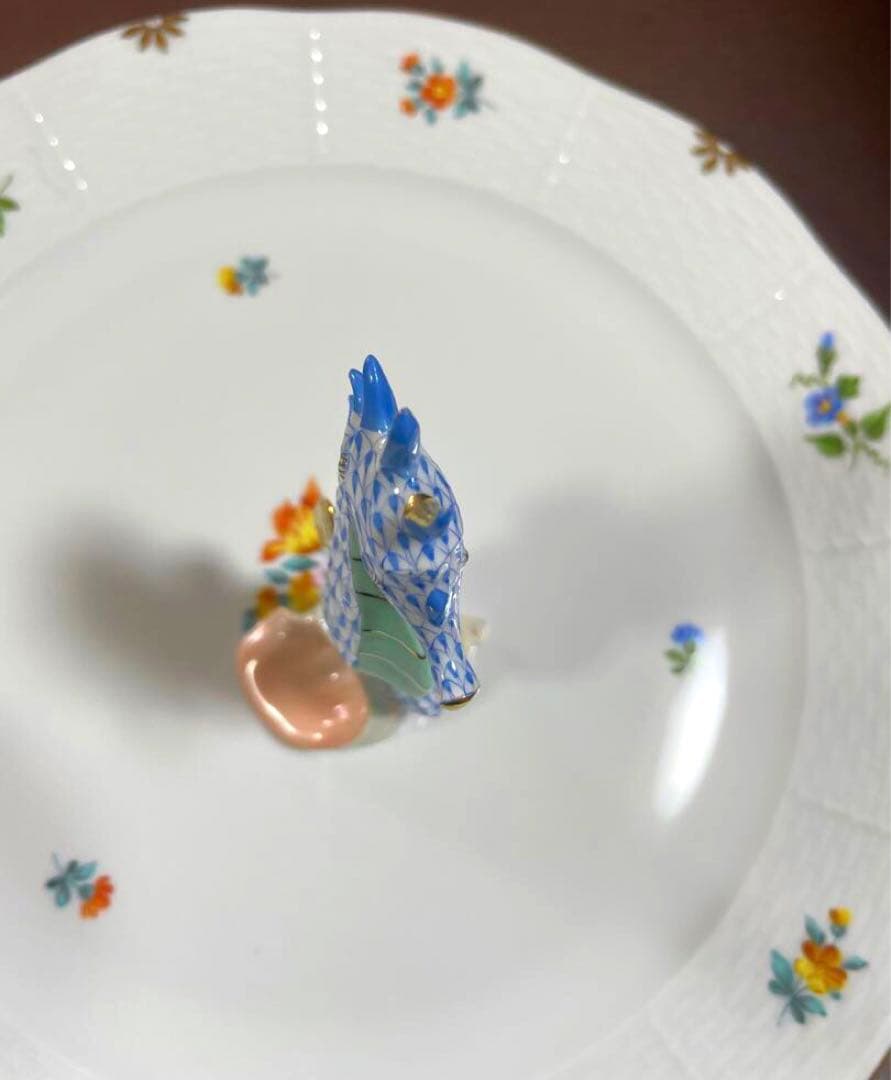 HERENDヘレンドフィギュリンたつのおとしごタツノオトシゴ竜の落とし子青未使用