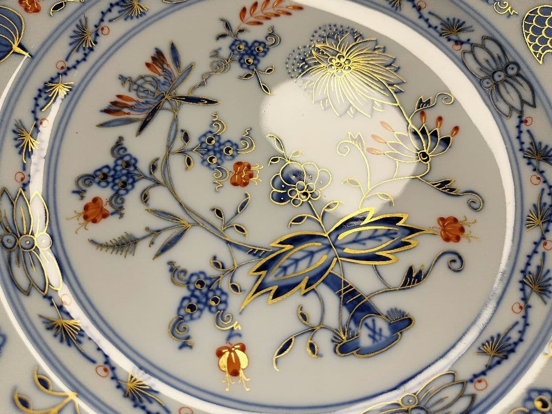 新品《18cm》最高峰一級品 Meissen マイセン 朱金オニオン プレート皿