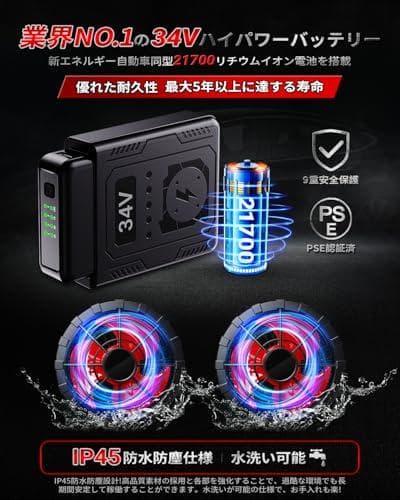 ファンバッテリーセット ファン付き作業服対応【2025夏モデル＆34V超高出力A