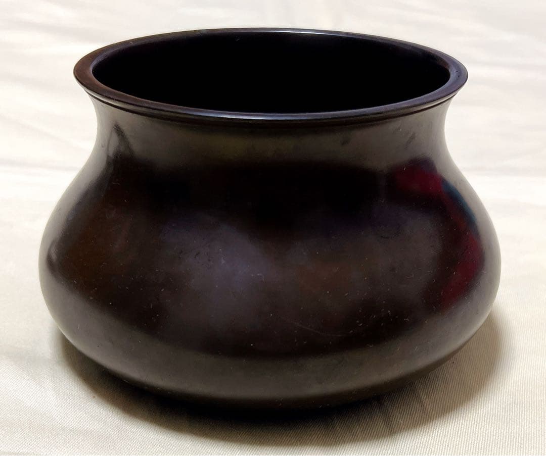 釜師　高木冶良兵衛　唐銅エフゴ建水　茶道具　木箱入