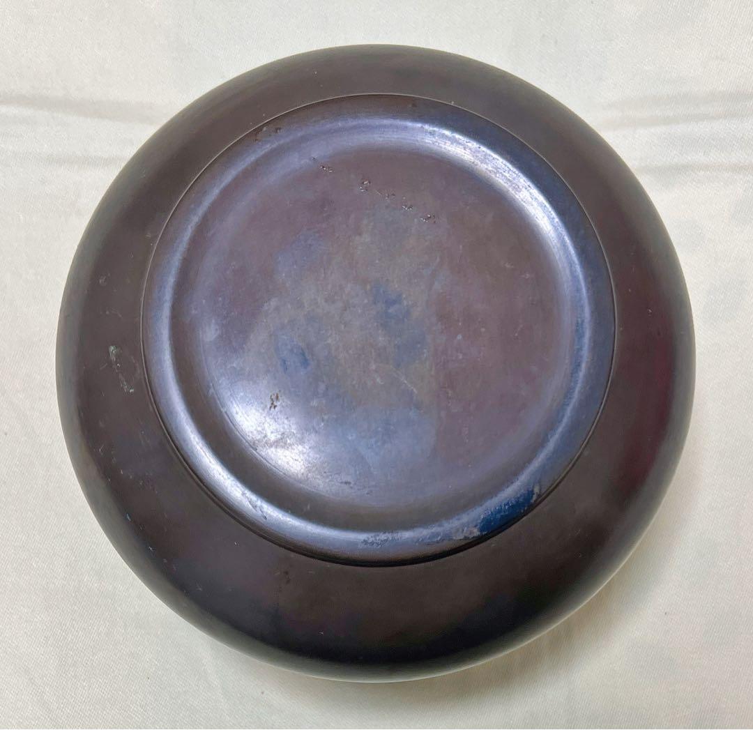 釜師　高木冶良兵衛　唐銅エフゴ建水　茶道具　木箱入