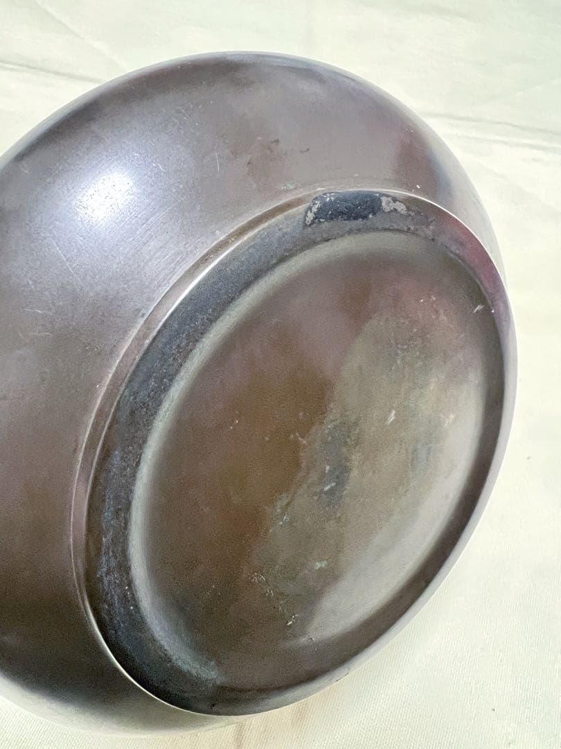 釜師　高木冶良兵衛　唐銅エフゴ建水　茶道具　木箱入