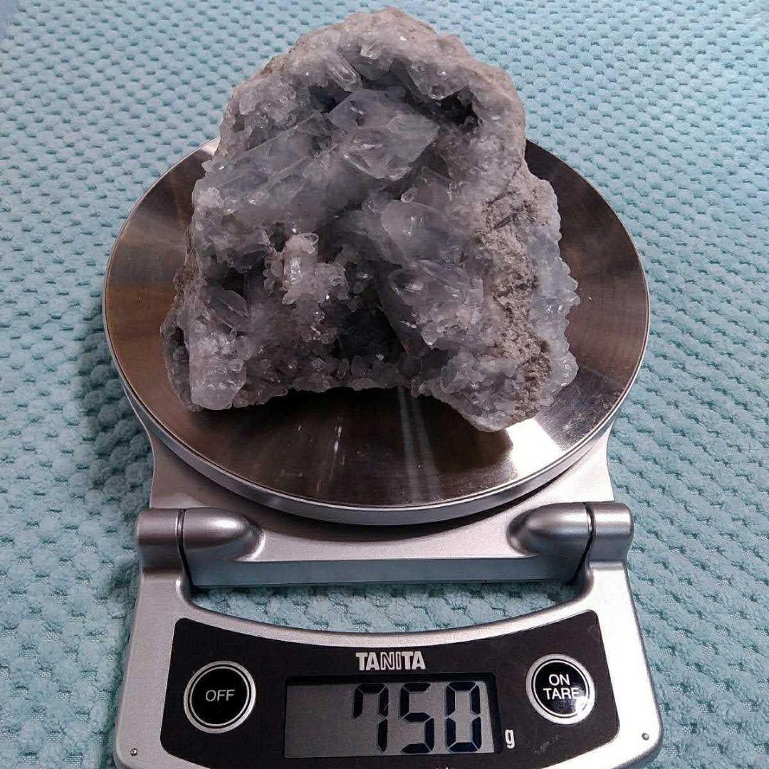 高品質 750g セレスタイト 天青石 セレスタイン 原石 クラスター ジオード