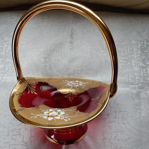 美品☆ムラノガラス 赤 金彩 24K ヴェネチアン イタリア製