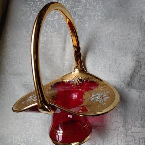 美品☆ムラノガラス 赤 金彩 24K ヴェネチアン イタリア製