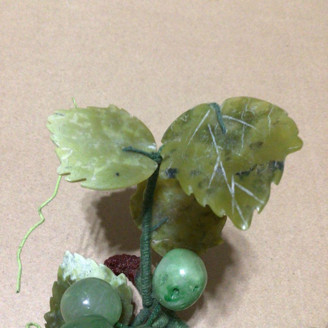 天然石(翡翠？) 葡萄 マスカット 置物 インテリア 縁起物 レトロ 当時