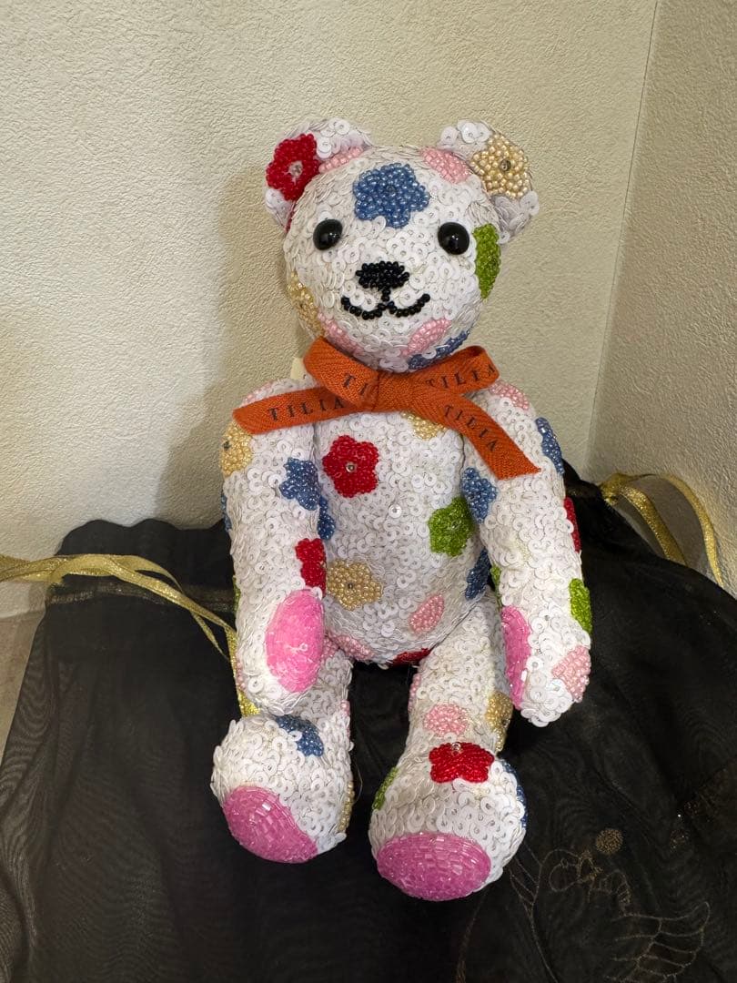 【美品】希少 チリア 田川啓二 ビーズとスパンコール刺繍のベア Mサイズ