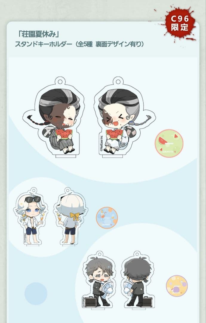 第五人格 コミケ C96 荘園夏休み スタンドキーホルダー 写真家 白黒無常
