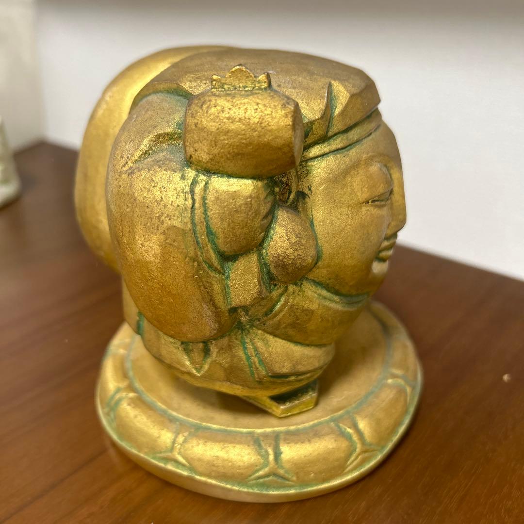 人間国宝 仏師 平櫛田中作 銅製 鍍金 福聚大黒天尊像　金色　福　神像