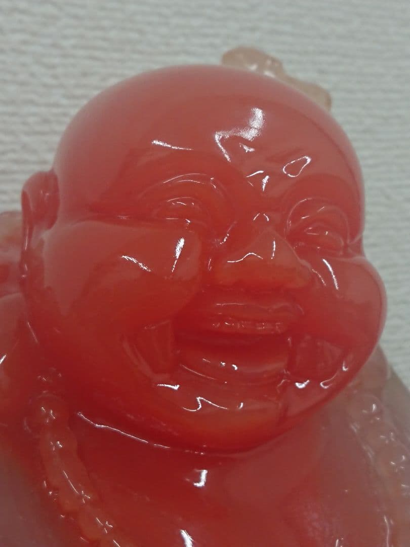 H1 天然石推測 布袋様 台座付き オブジェ 七福神 布袋尊 縁起物 翡翠 瑪瑙