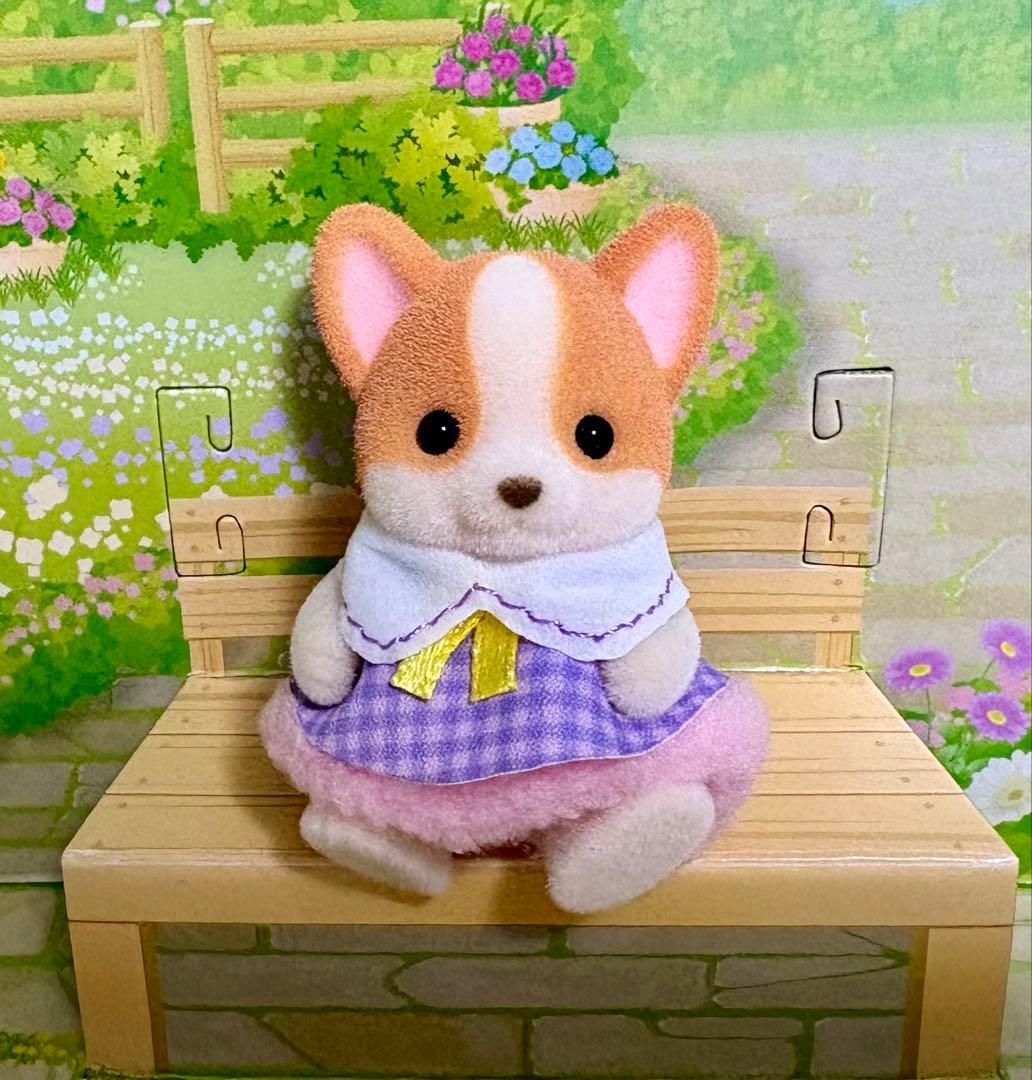 新品】シルバニアファミリー コーギーファミリー 赤ちゃん パープルの