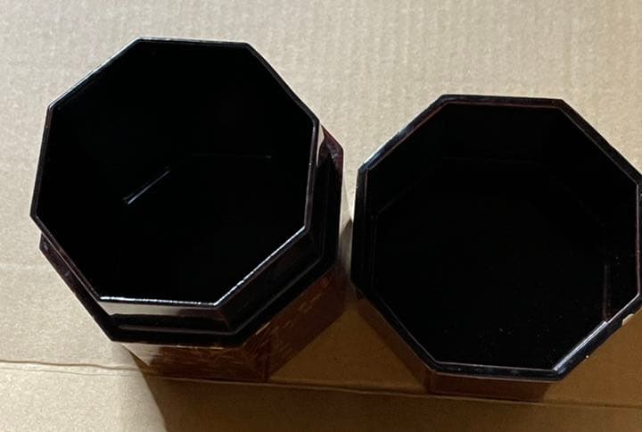 中村宗悦 萩に雁 紅溜塗 八角形