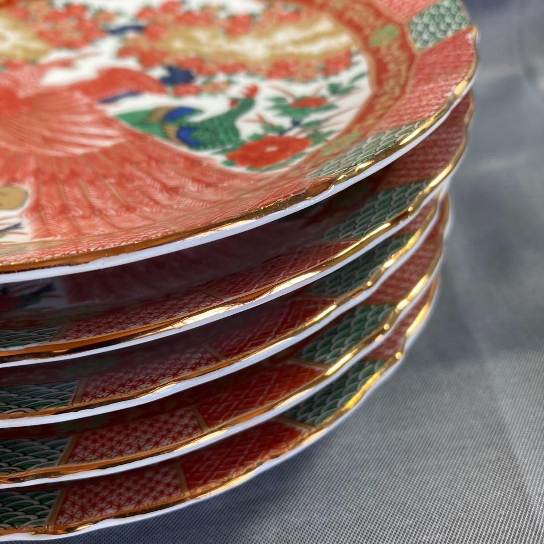 忙しくてごめんなさい様専用 有田焼 陶扇 錦絵 銘々皿 孔雀 花鳥 輪花