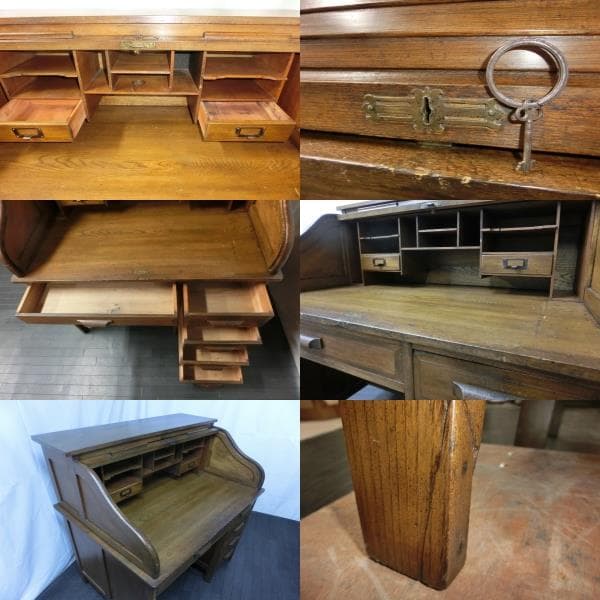 アンティーク机 文机 店舗 レトロ 蛇腹 骨董 カフェ 店舗什器 天然生活