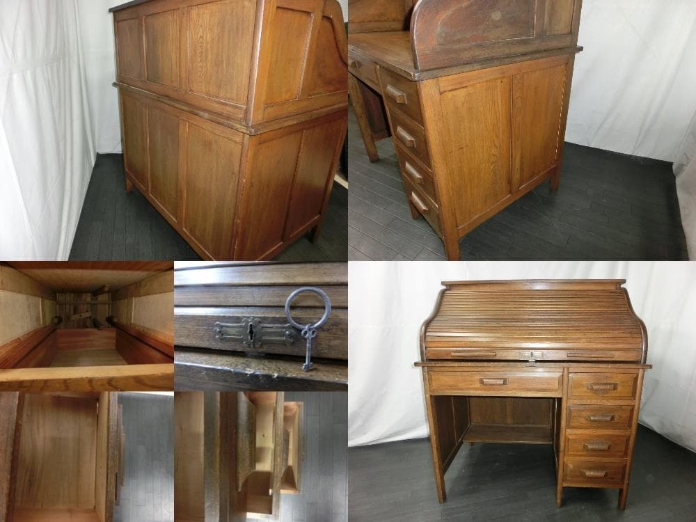 アンティーク机 文机 店舗 レトロ 蛇腹 骨董 カフェ 店舗什器 天然生活