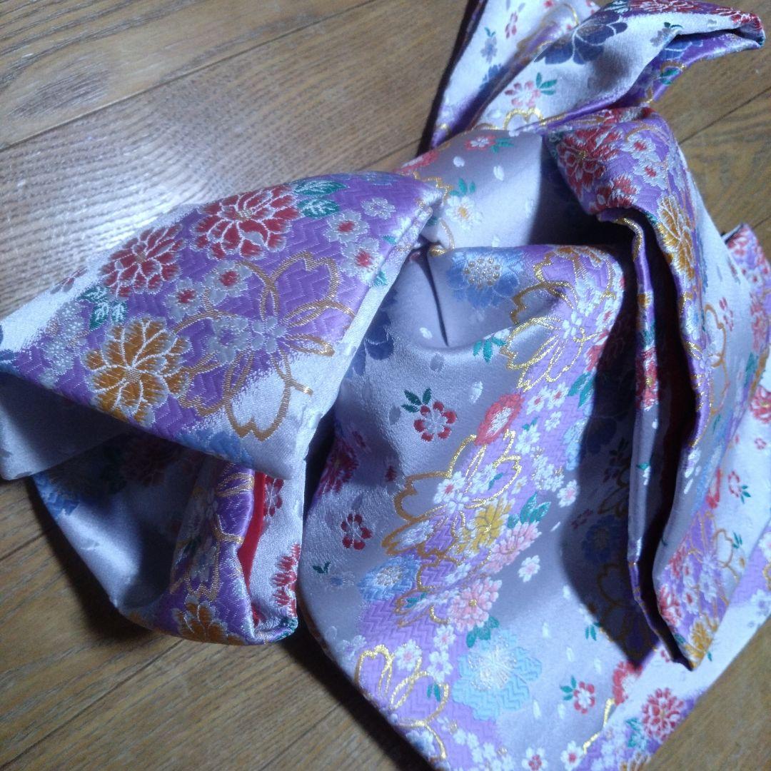 No.1未使用特大★上品銀紫グラデーション★作り帯