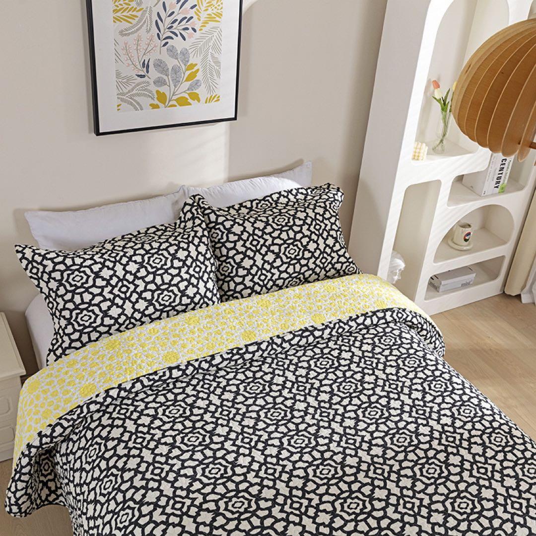 キルトベッドカバー3点セット綿マルチカバー キルティング 009