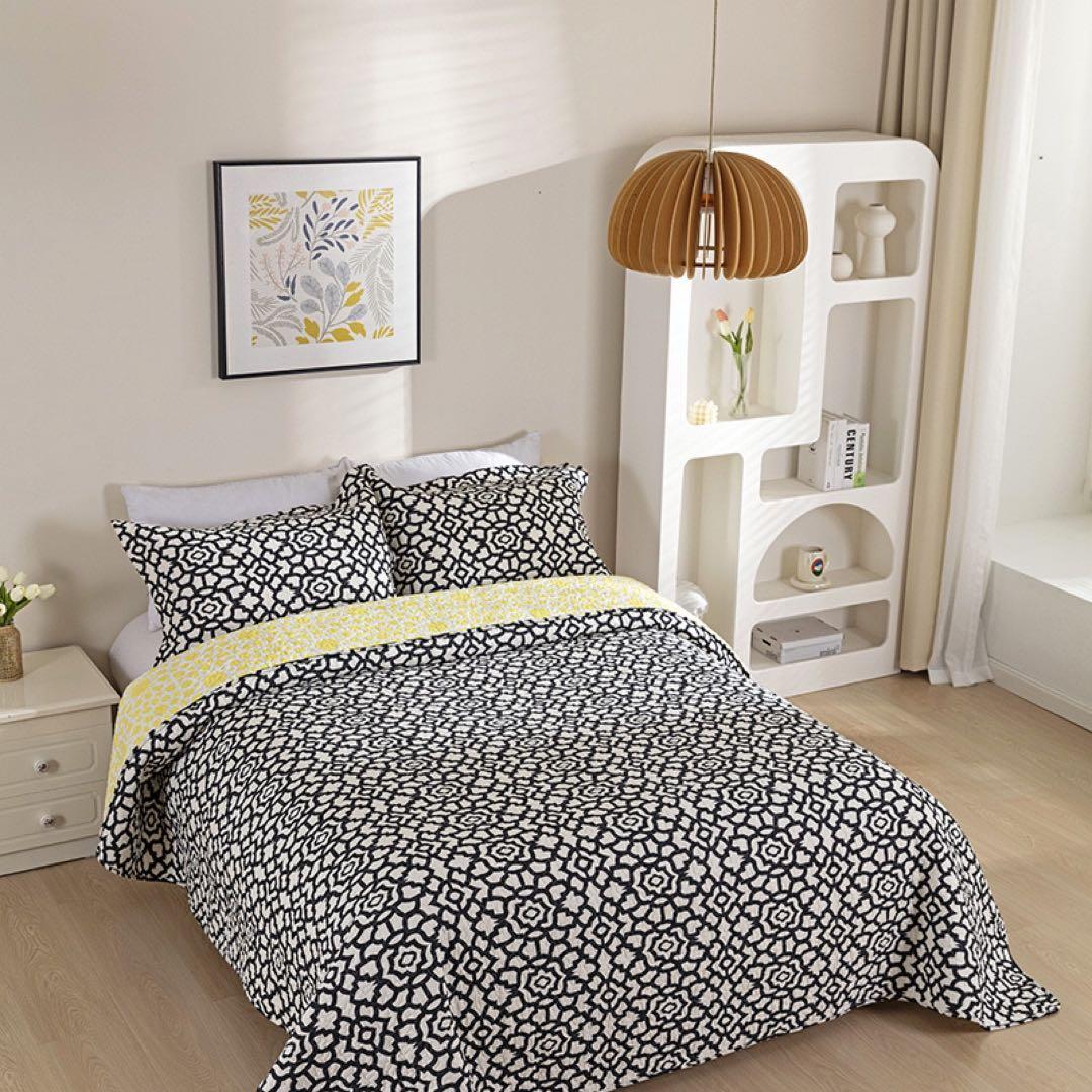 キルトベッドカバー3点セット綿マルチカバー キルティング 009