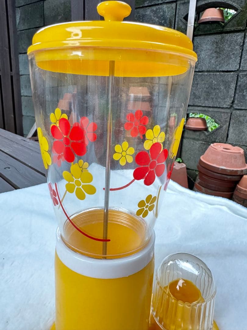 昭和レトロ レトロ箸立て レトロポップ トーワ 黄色い花柄の箸立