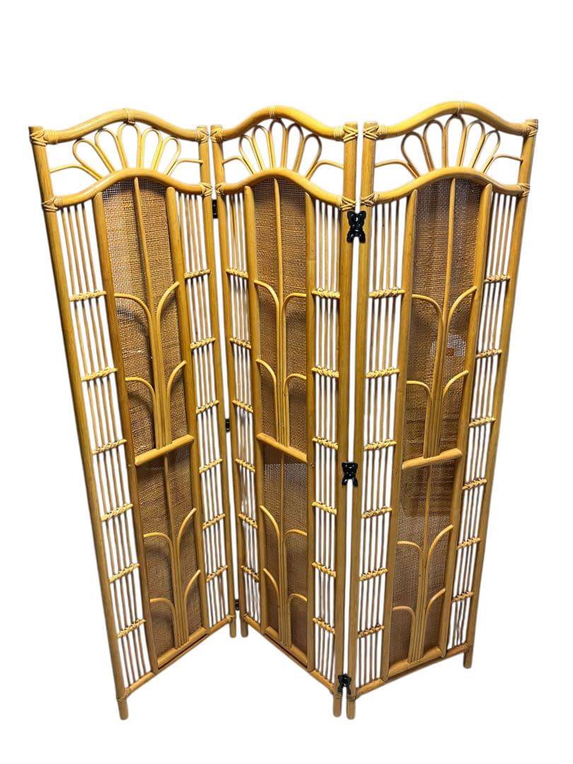【極美品】東谷株式会社 パーテーション ラタン 衝立 3連 インテリア お洒落