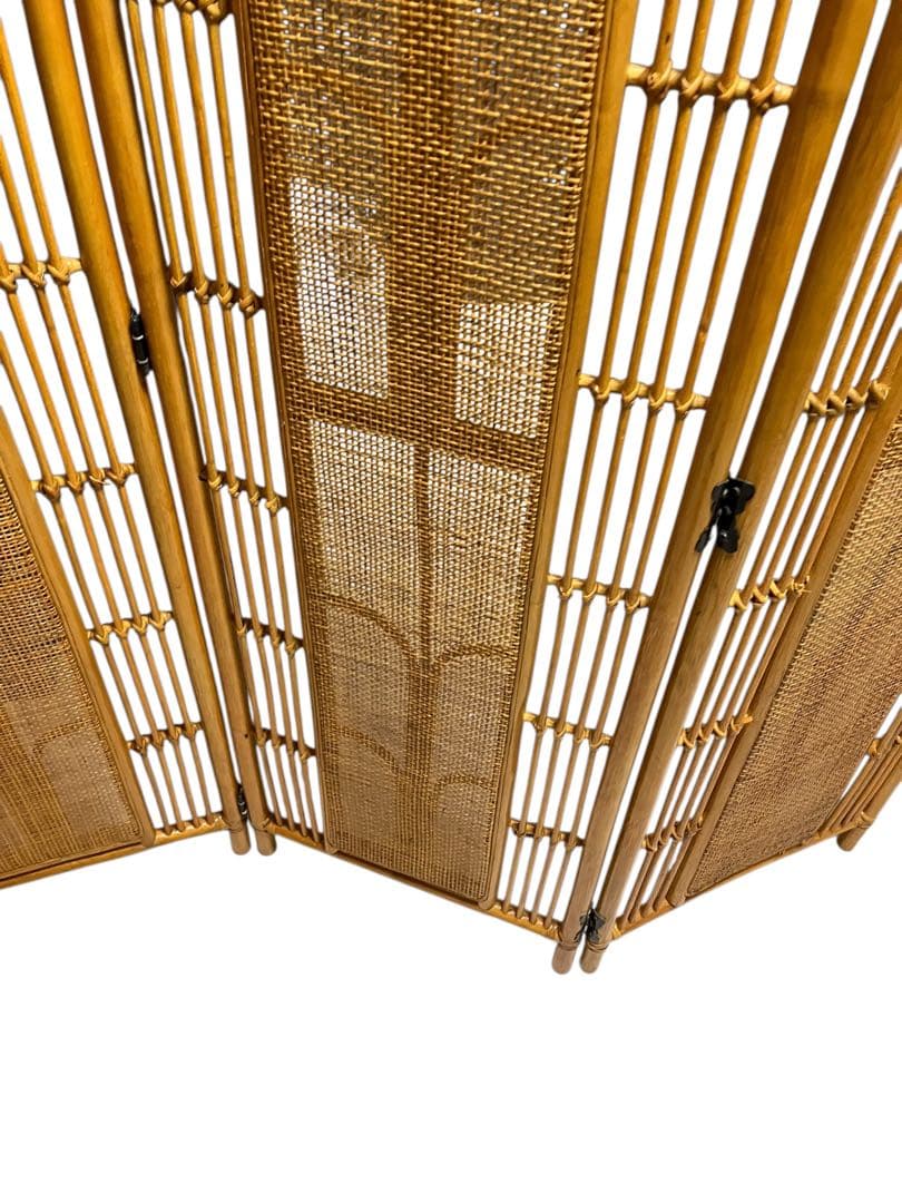 【極美品】東谷株式会社 パーテーション ラタン 衝立 3連 インテリア お洒落