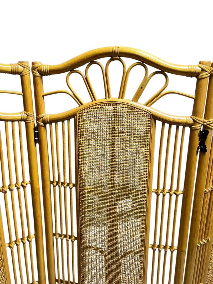 【極美品】東谷株式会社 パーテーション ラタン 衝立 3連 インテリア お洒落