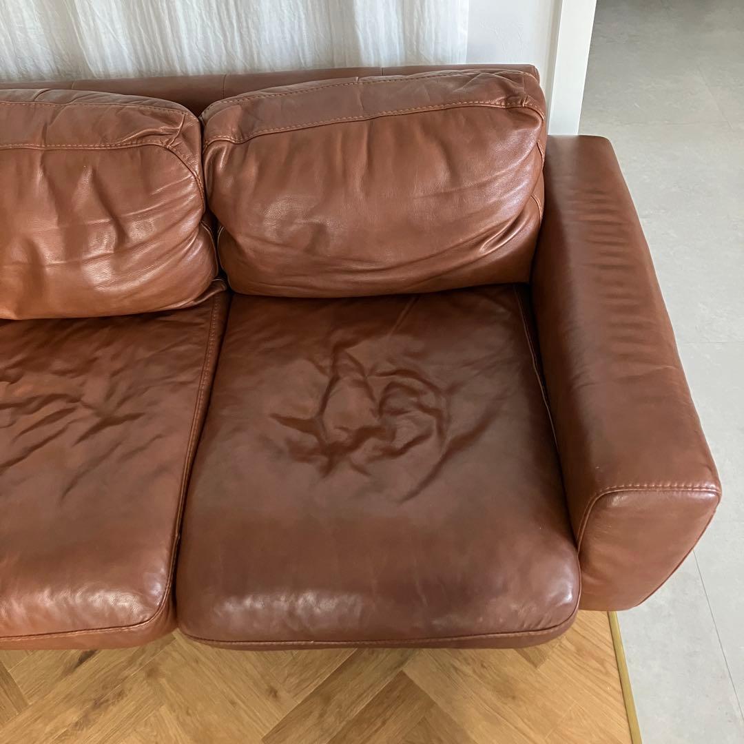 【送料込】unicoウニコ モルン レザーソファ3人掛け