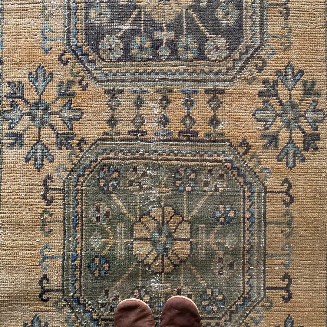 ビンテージ古布アジア 幾何学モチーフ大判地厚タペストリーらく