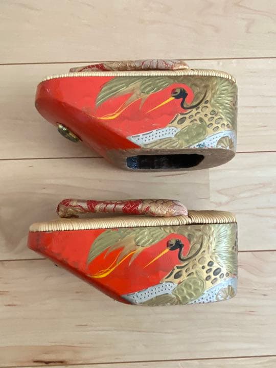 アンティーク　ぽっこり草履　鶴羽